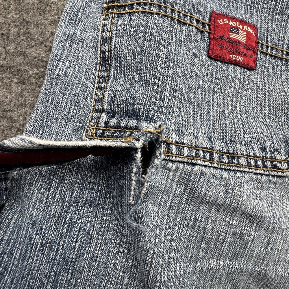 VTG US Polo ASSN Jean Shorts Baggy Y2K Men's Sz 36 Skater Carpenter Thrashed - Picture 2 of 16